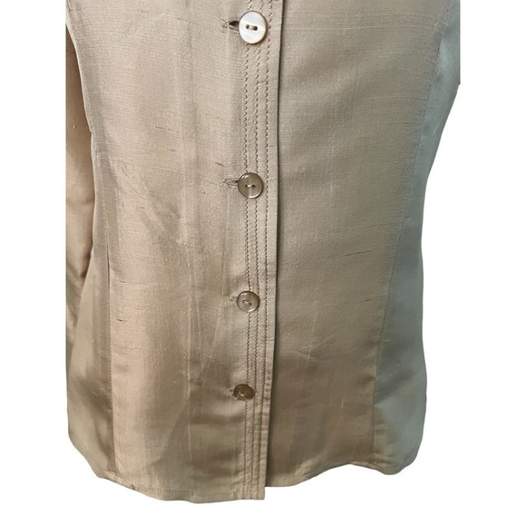 Vintage Karen Arnold 100% Silk Gold Button Down Blouse S - Picture 8 of 10